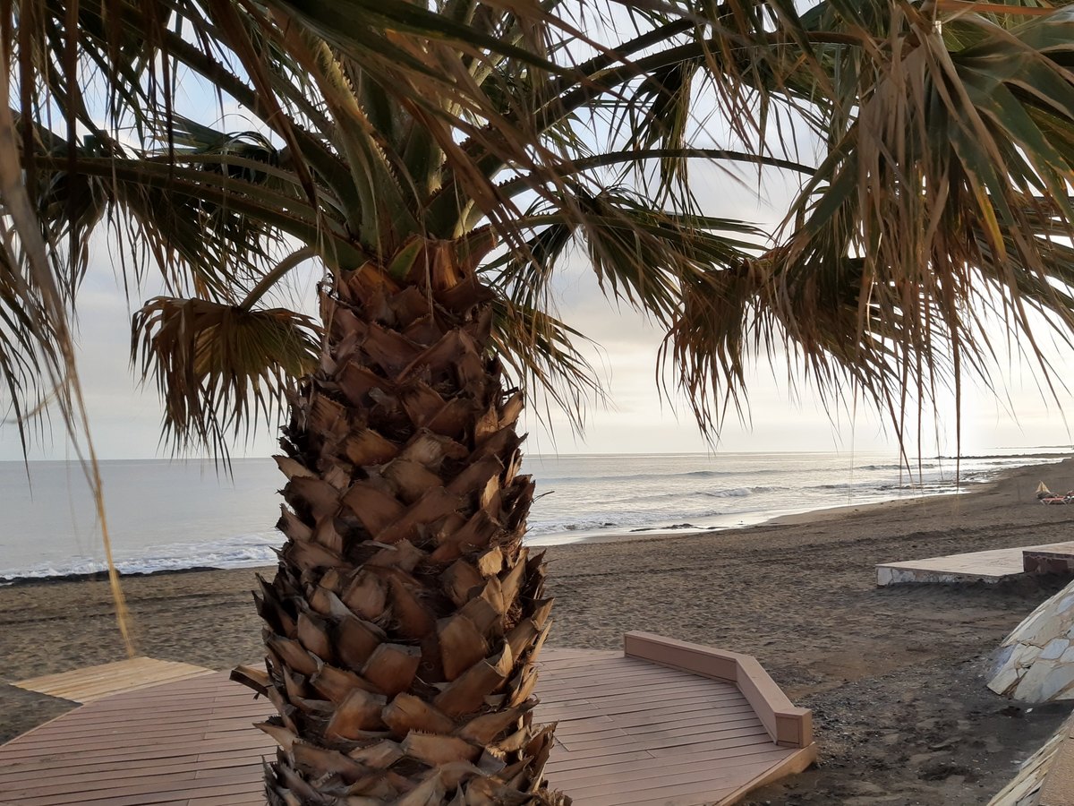 Sonniger Sandstrand auf Gran Canaria im Frühling
